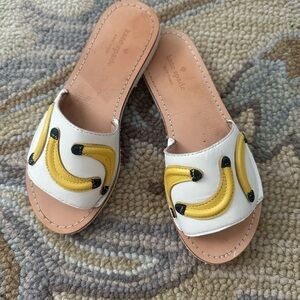 Kate Spade White and Yellow Slide Sandals